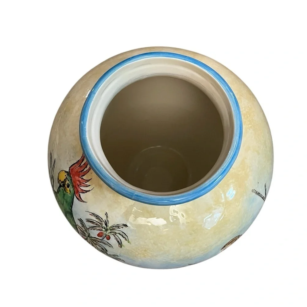 Maxcera Pottery Large Hand Painted Pot with Jungle Animals & Scenes